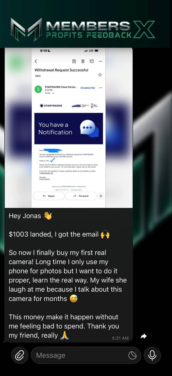 Withdrawal email sent by a member