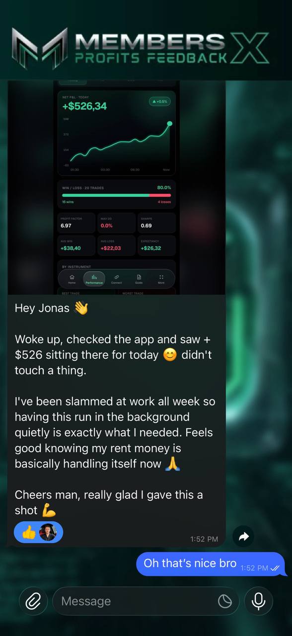Dashboard screenshot sent by a member